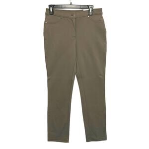 Chico's Ponte Faux Pocket Slim Leg Stretch Pants NWT 00 Short (XS) Brown Green